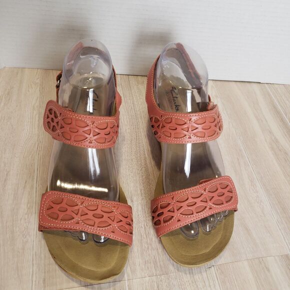 Clarks Alto Anthem Comfort Adjustable Slingback Pink Leather Sandals Size 7.5 - Picture 2 of 8